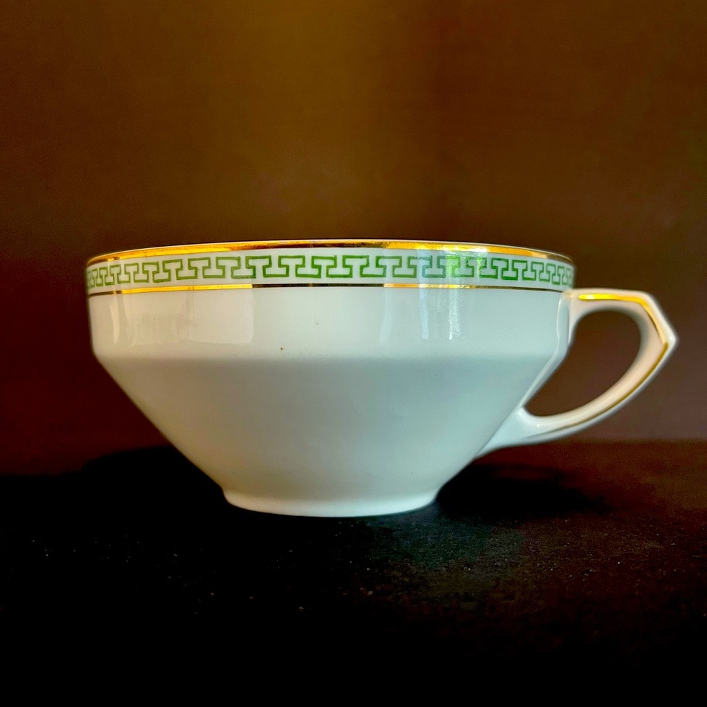 H&Co Greek Key ‘Electra’ Porcelain‎ Flat Tea Cup